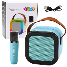Zestaw Karaoke Głośnik Mikrofon Bezprzewodowy K12 RGB Bluetooth Niebieski
