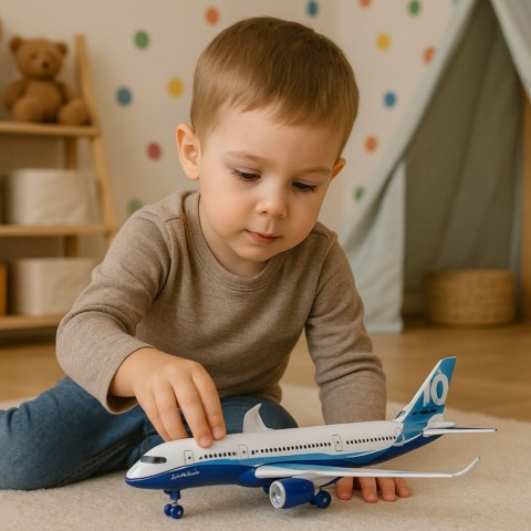 Samolot Pasażerski Z Napędem Pull Back Metalowy Światła Dźwięki 23 cm