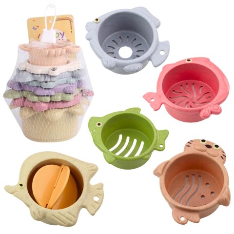 Zestaw Kubeczków Do Układania Kąpieli 2w1 Pastelowe 6el