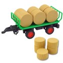 Traktor Farmerski Rolniczy Przyczepa Bale Siana Zielony 1:16