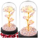 Wieczna Róża W Szklanej Kopule Oświetlenie LED Kryształowa 21,5 x 11 cm