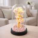Wieczna Róża W Szklanej Kopule Oświetlenie LED Kryształowa 21,5 x 11 cm