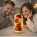 Wieczne Róże W Szklanej Kopule Oświetlenie LED Czerwone 21,5 x 11 cm