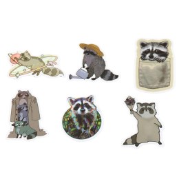 Zestaw Naklejki Z Szopem Dekoracyjne Różne Motywy 50 szt. 7-8 cm