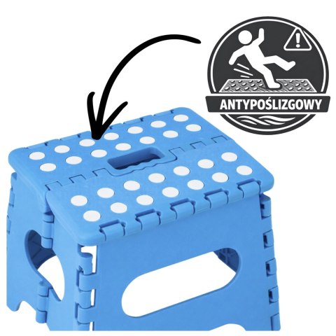 Stołek Składany Podnóżek Stopień Taboret Antypoślizgowy Niebieski 24x19 cm