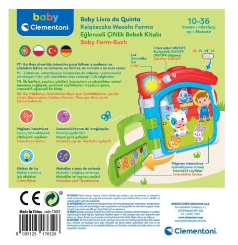 Interaktywna Książeczka Edukacyjna Farma Język Polski Niemiecki Portugalski Turecki Clementoni 17652