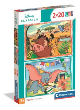 Puzzle 2x20 Super Color DISNEY CLASSIC KRÓL LEW I DUMBO Clementoni 24837