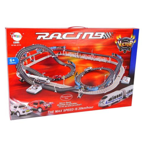 Ogromny Tor Wyścigowy Kolejka Elektryczna 2w1 Wyścigi 20 km/h