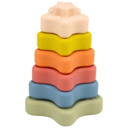 Piramidka Sensoryczna Gwiazdki Miękkie Klocki Układanka Kolorowa 6el.