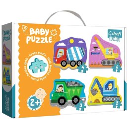 Puzzle - Baby Classic - Pojazdy na budowie - Betoniarka Wywrotka Koparka Dźwig - Trefl 36072