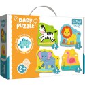 Puzzle - Baby Classic - Zwierzątka na safari - Zebra Lew Słoń Flaming - Trefl 36073