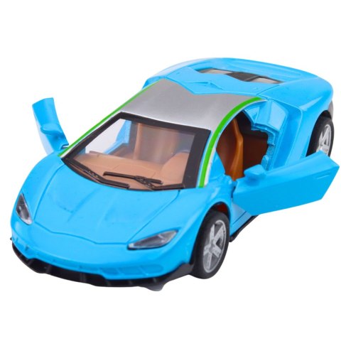 Samochód Sportowy Metalowy Napęd Światła Dźwięki Niebieski 1:32