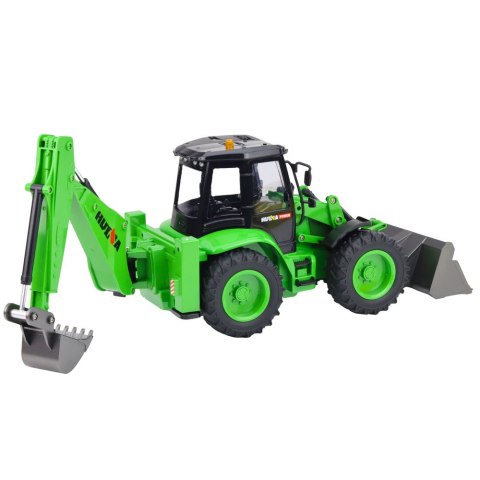 Koparko Ładowarka Zdalnie Sterowana RC Światła Dźwięk Zielona Huina 1:14