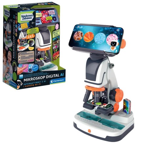 Naukowa Zabawa Mikroskop Digital Interaktywny z AI i Kamerą Wi-Fi Język Polski Clementoni 50406