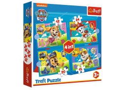 Puzzle - 4w1 (12, 15, 20, 24) - Biegnące Pieski - Psi Patrol - Trefl 34628