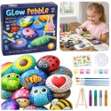 Zestaw Kreatywny DIY Malowanie Kamieni Świecące Farby Kleje Brokatowe