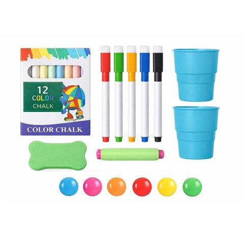 Tablica Dwustronna Magnetyczna Kredowa Suchościeralna Magnesy Kredy 48 el.