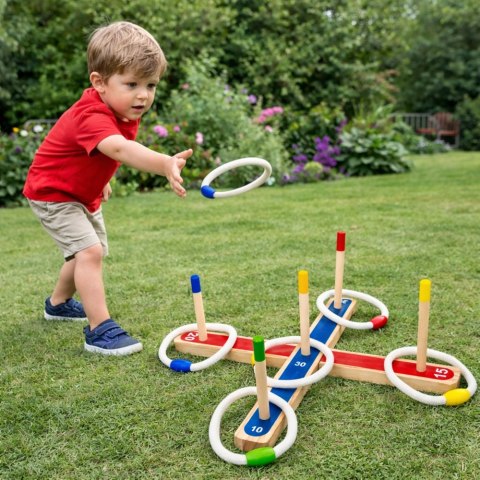 Gra Zręcznościowa Rzut Obręczami Drewniana Gra Rodzinna Z Punktacją