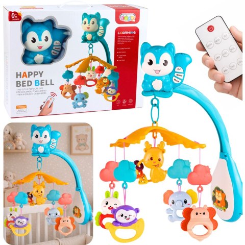 Karuzela Do Łóżeczka z Wiewiórką Projektor Zawieszki Pilot Muzyka