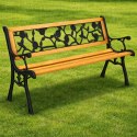 Ławka Ogrodowa Drewniana Metalowa Ławeczka Parkowa Ogrodowa z oparciem