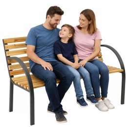 Ławka Ogrodowa Drewniana Metalowa Ławeczka Parkowa z oparciem