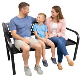 Ławka Ogrodowa Parkowa Taras Ogród Metalowa Oparcie Czarna 120 cm