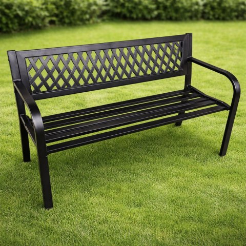 Ławka Ogrodowa Parkowa Taras Ogród Metalowa Oparcie Czarna 120 cm