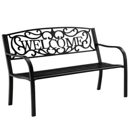 Ławka Ogrodowa Taras Ogród Park Metalowa Oparcie WELCOME Czarna 127 cm