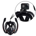 Maska Do Snorkelingu Nurkowania Pełnotwarzowa AntiFog DryTop Czarna L/XL