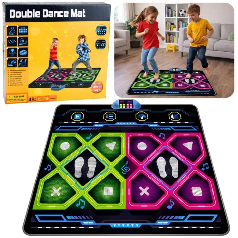 Podwójna Mata Taneczna Elektroniczna Do Tańczenia LED 105 x 90 cm