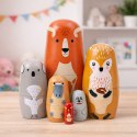 Zestaw Drewniane Lalki Matrioszki Układanka Zwierzęta Leśne 6 szt.