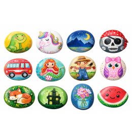 Zestaw Kreatywny DIY Malowanie Kamieni Pisaki Kleje Brokatowe