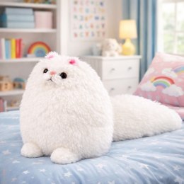 Pluszowa Maskotka Przytulanka Duży Kot Z Długim Ogonem Biały 30 x 30 cm