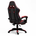 Fotel Gamingowy LEAN Obrotowy Biurowy Z Podnóżkiem Poduszki Czarno-Czerwony