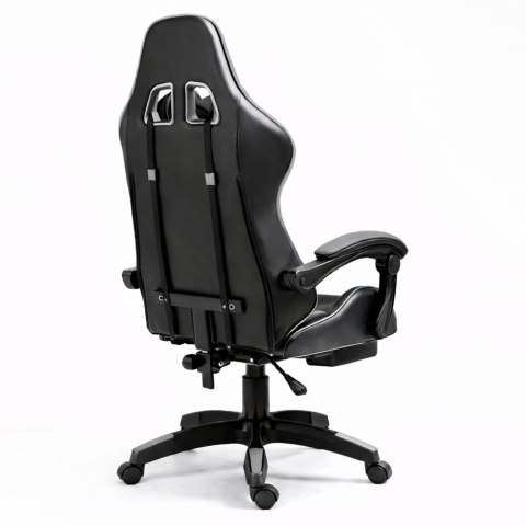 Fotel Gamingowy LEAN Obrotowy Biurowy Z Podnóżkiem Poduszki Czarno-Szary