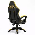 Fotel Gamingowy LEAN Obrotowy Biurowy Z Podnóżkiem Poduszki Czarno-Żółty