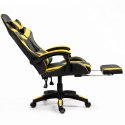 Fotel Gamingowy LEAN Obrotowy Biurowy Z Podnóżkiem Poduszki Czarno-Żółty