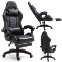 Fotel Gamingowy LEAN Obrotowy Biurowy Z Podnóżkiem Poduszki Czarny