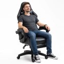 Fotel Gamingowy LEAN Obrotowy Biurowy Z Podnóżkiem Poduszki Czarny