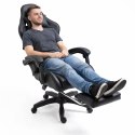 Fotel Gamingowy LEAN Obrotowy Biurowy Z Podnóżkiem Poduszki Czarny
