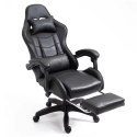Fotel Gamingowy LEAN Obrotowy Biurowy Z Podnóżkiem Poduszki Czarny