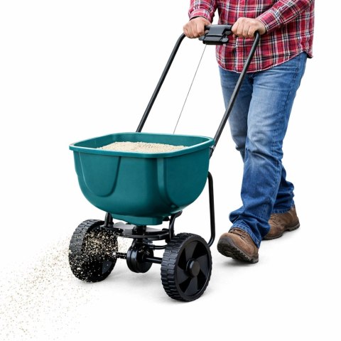 Siewnik Rotacyjny Na Kołach Do Nawozów Nasion Trawy Soli Piasku 27L